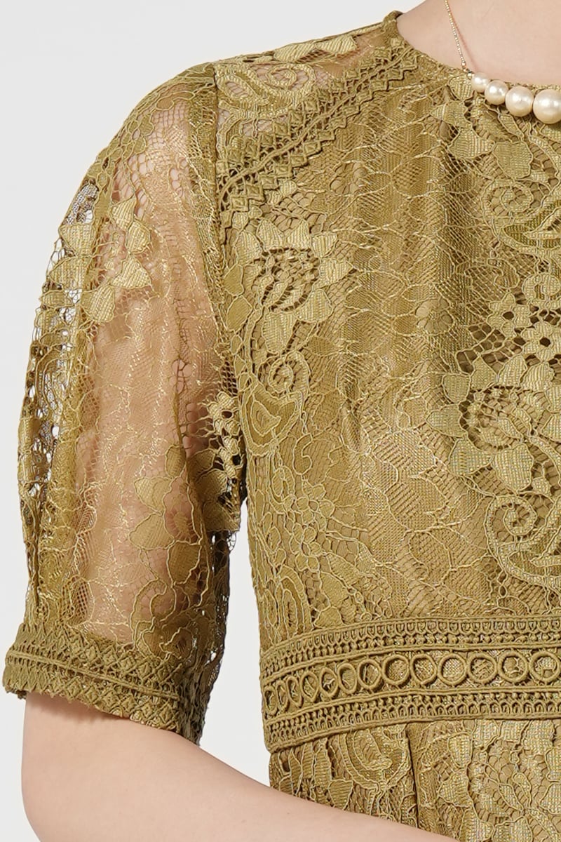 総レースIラインマスタードドレス