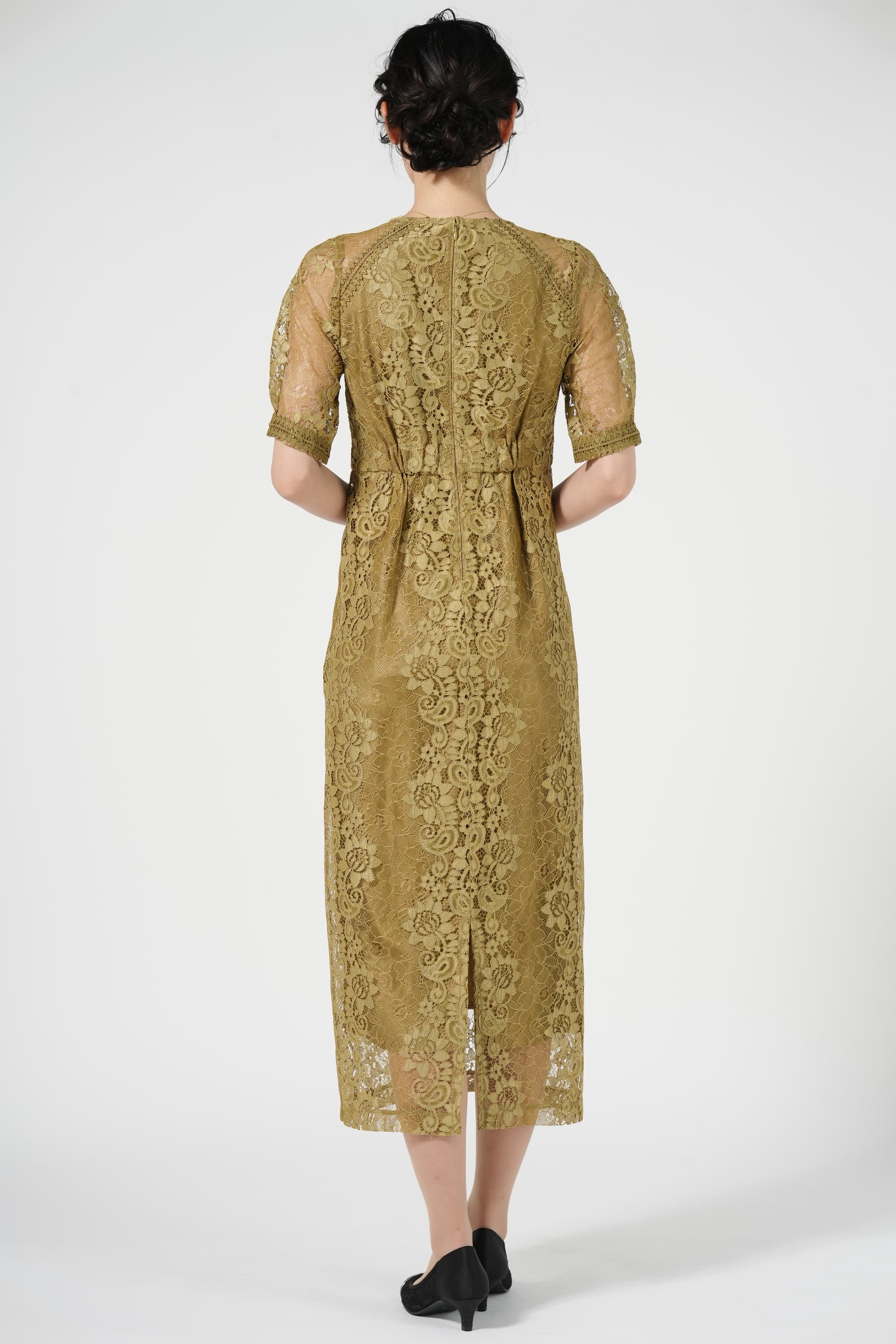 総レースIラインマスタードドレス