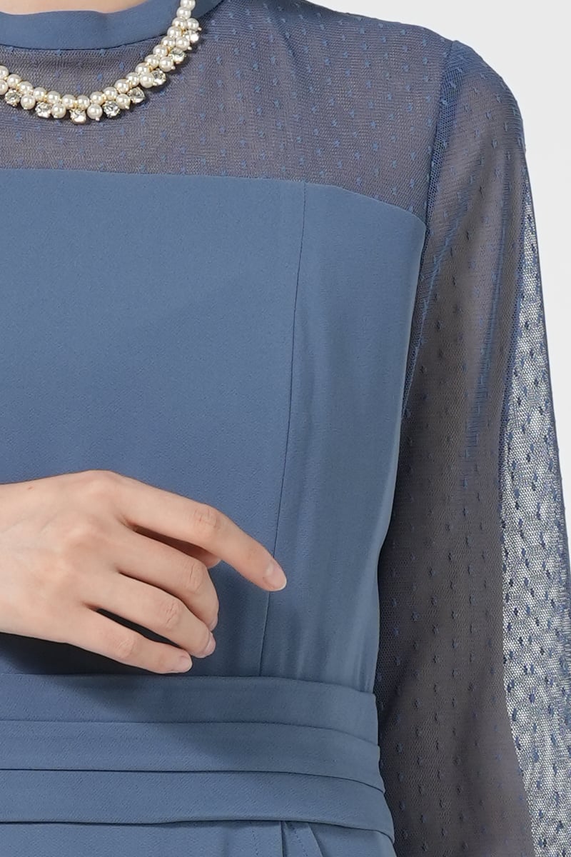 ドットチュール切り替えブルーグレードレス