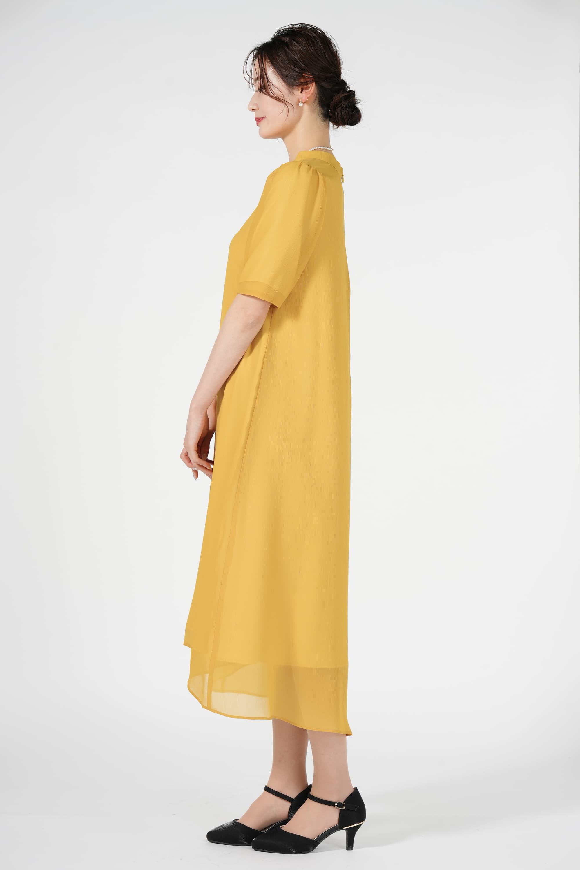 楊柳シフォンマスタードドレス