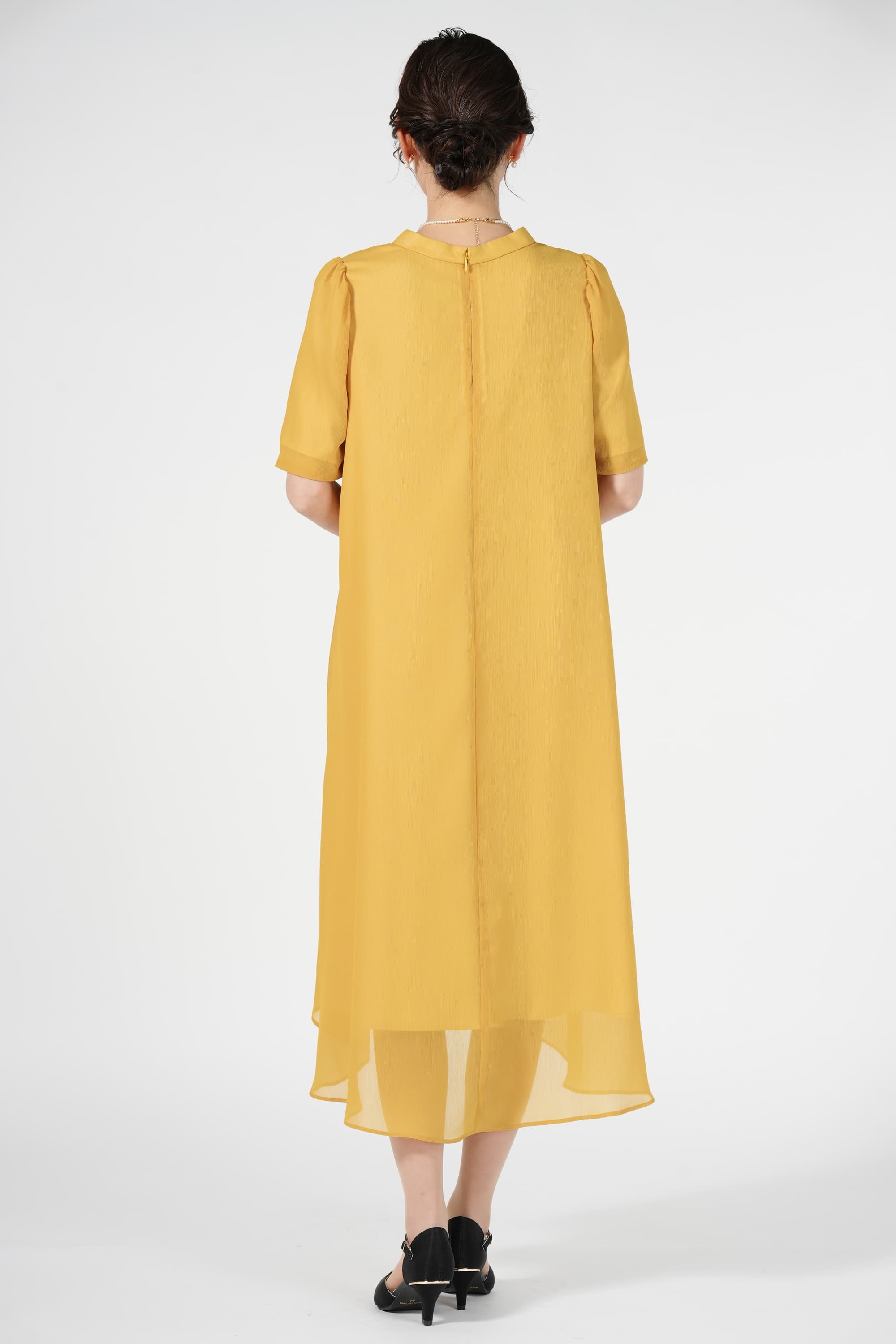 楊柳シフォンマスタードドレス