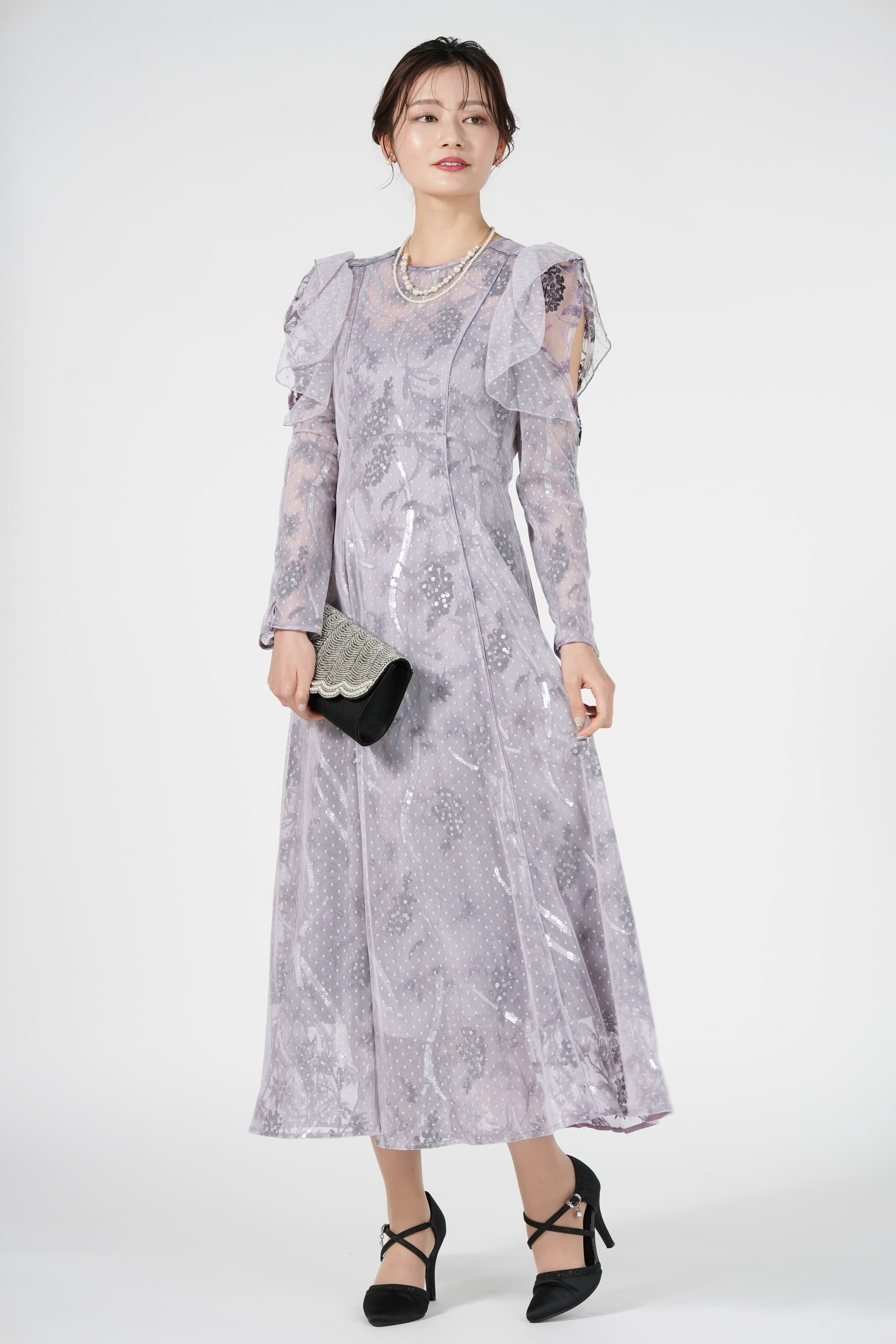 SNIDEL スパンコール刺繍ドレス-