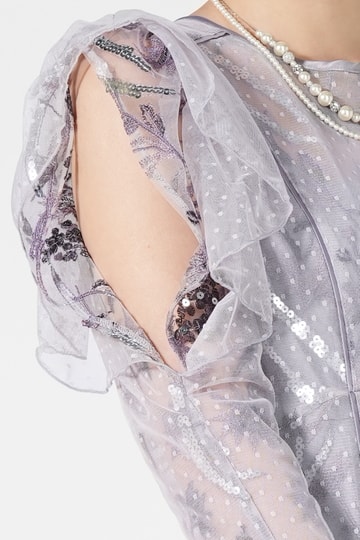 スパンコール刺繍ラベンダードレス