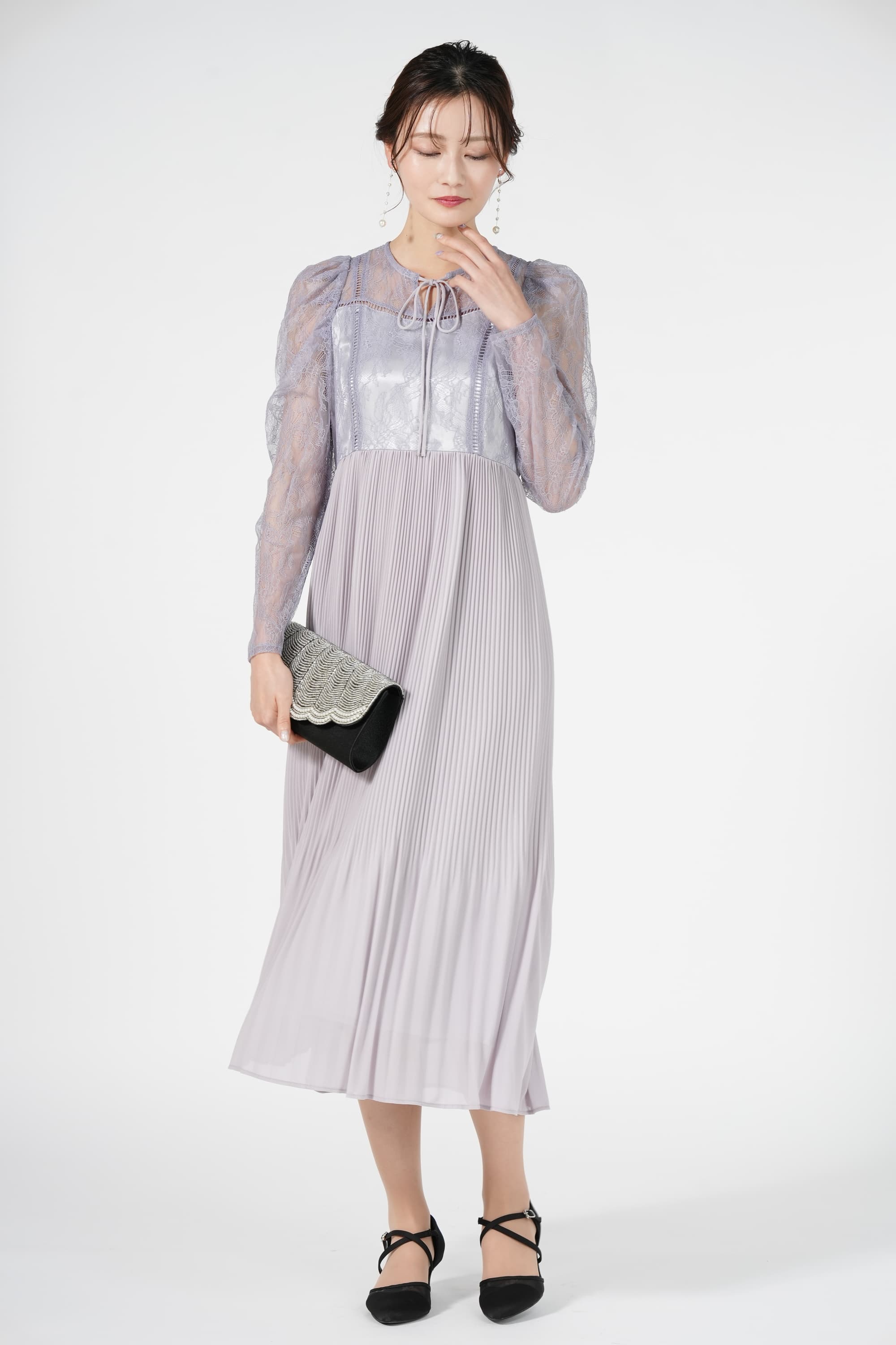 MERCURYDUO ボウタイリボンパープルブルードレス (S) をレンタル