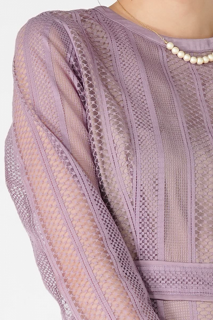 ストライプ柄マーメイドアッシュピンクドレス