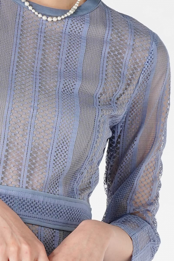 ストライプ柄マーメイドアッシュブルードレス