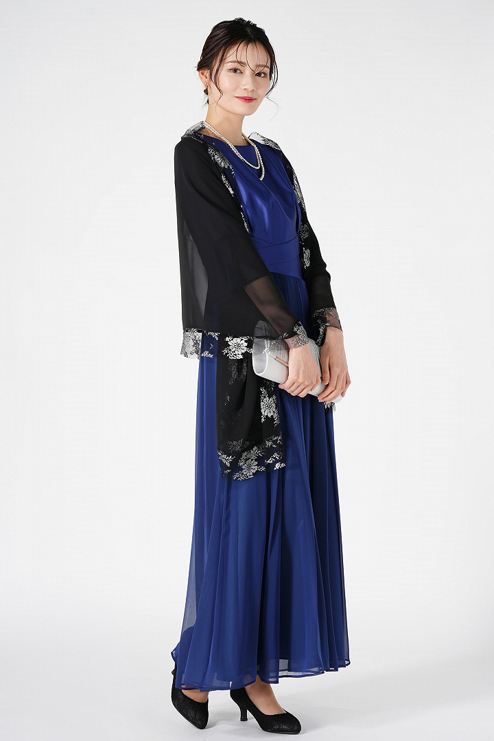 クラシカル上品ネイビーロングドレス