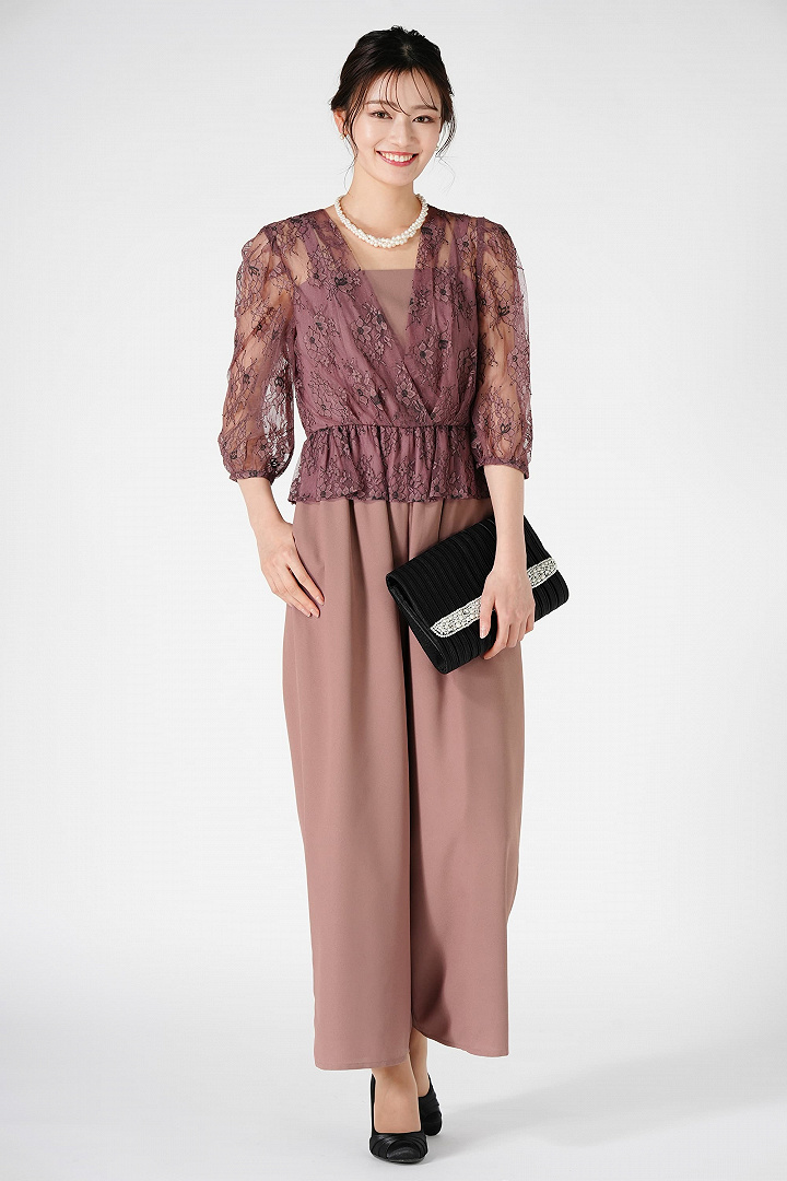 パール&クリスタル付ブラックパンプス