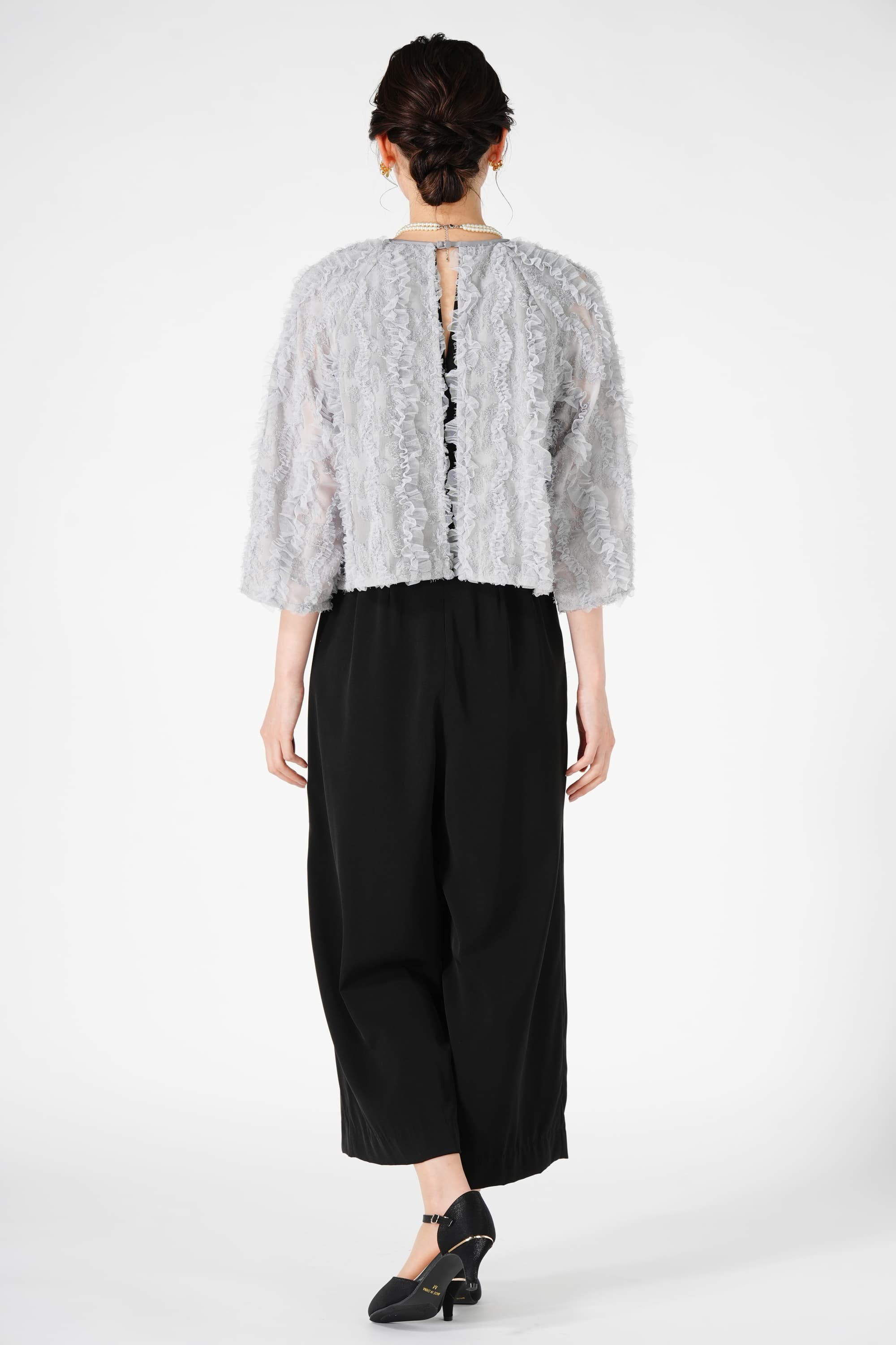 URBAN RESEARCH カットジャガード切り替えミント×ブラックパンツドレス