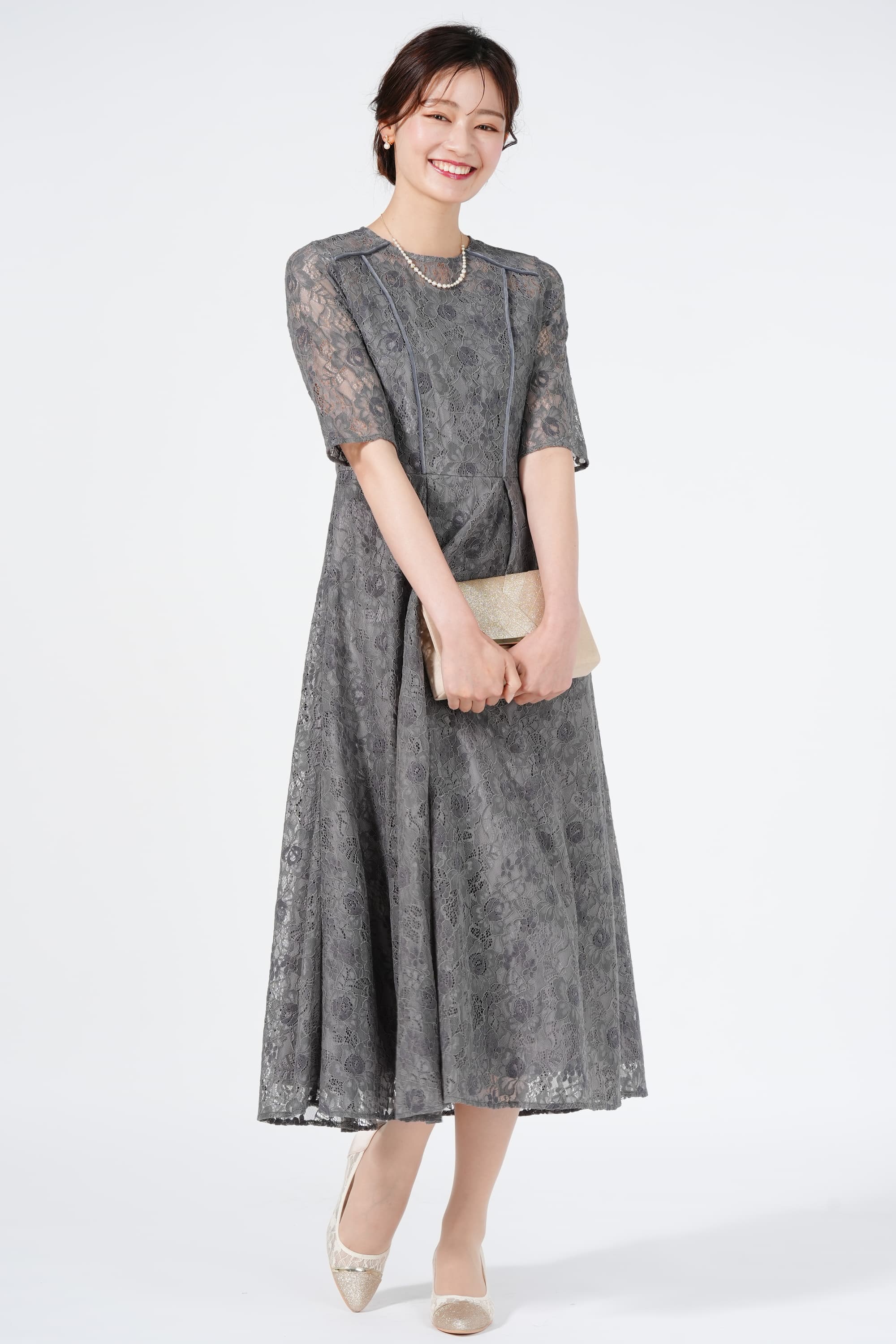 ラメ×スウェードタッチベージュバッグ