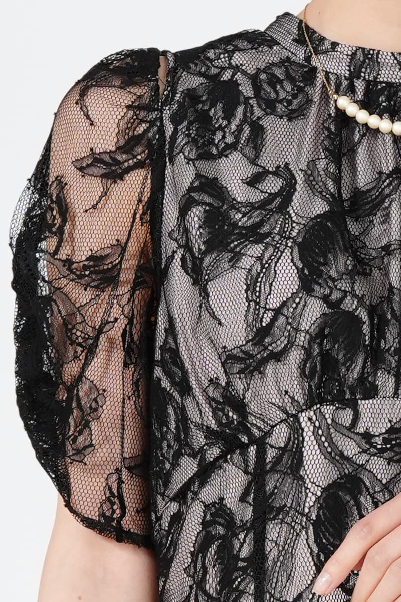 JILLSTUART ラッフル総レースブラックドレス (M) をレンタル