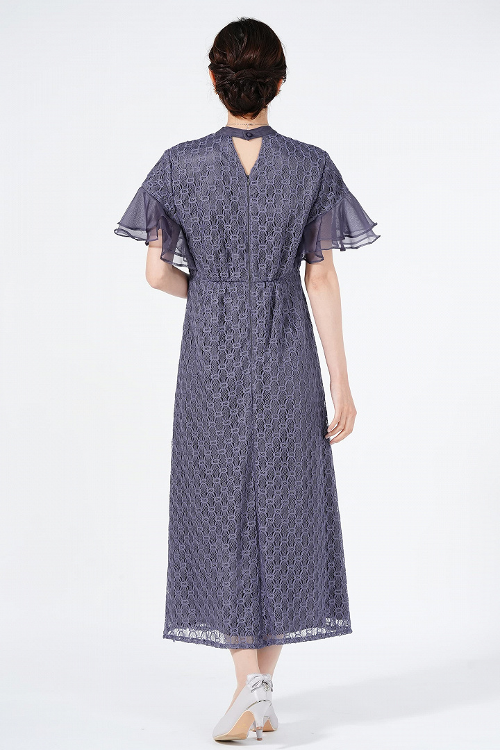 ジオメトリック柄チャコールグレードレス