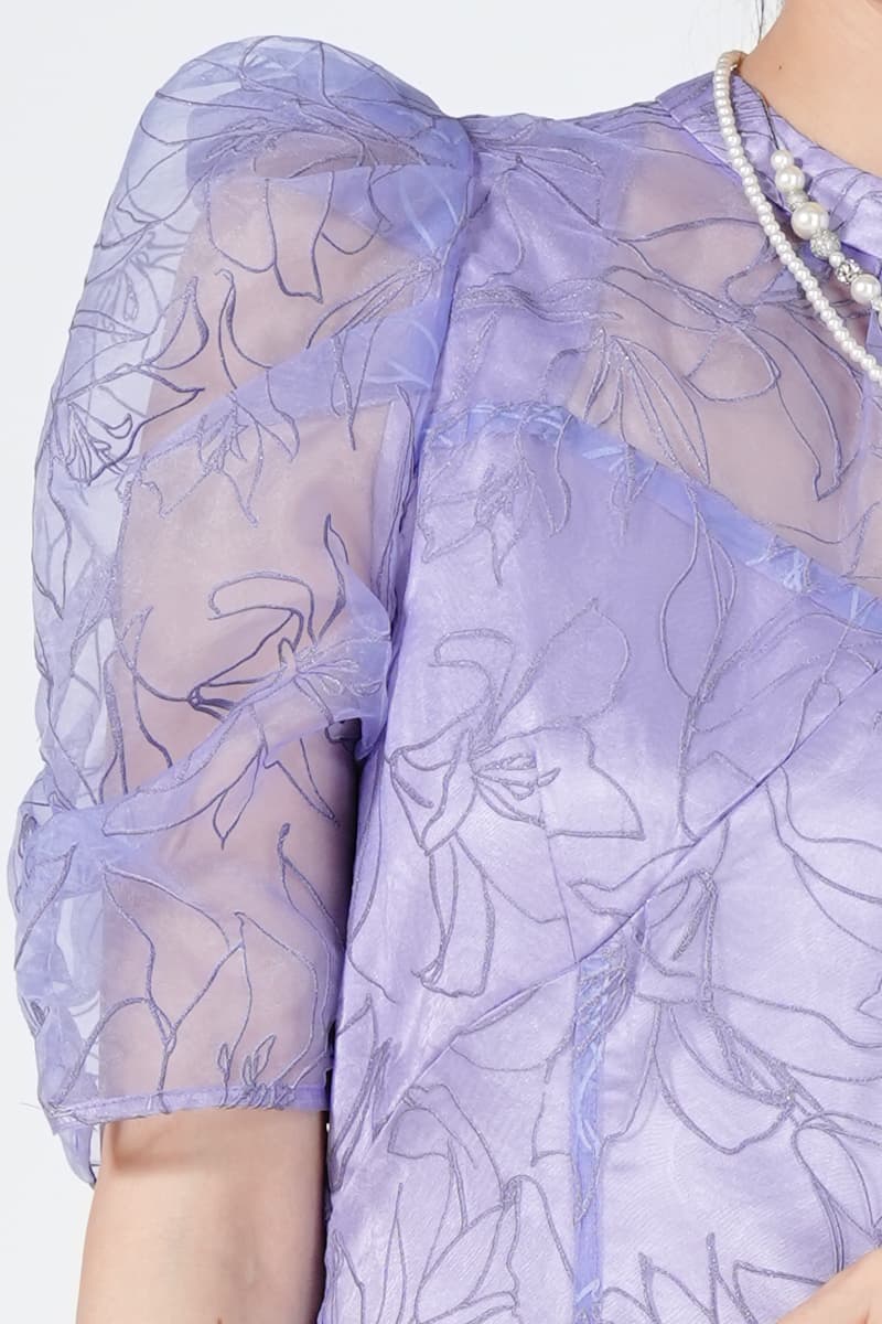 エンボスグリッター刺繍パープルドレス