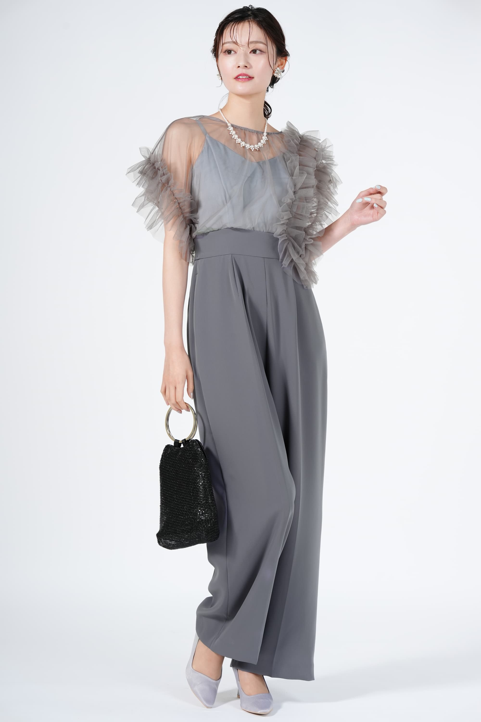 華奢パール&クリスタルネックレス