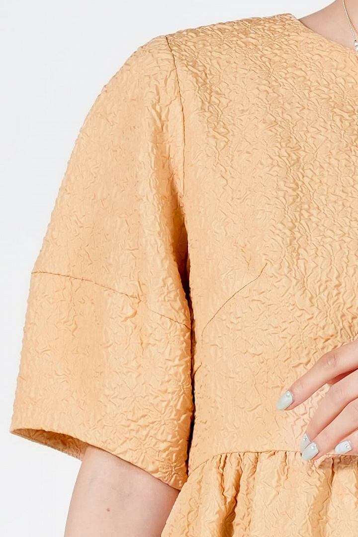 ふくれジャガードイエロードレス