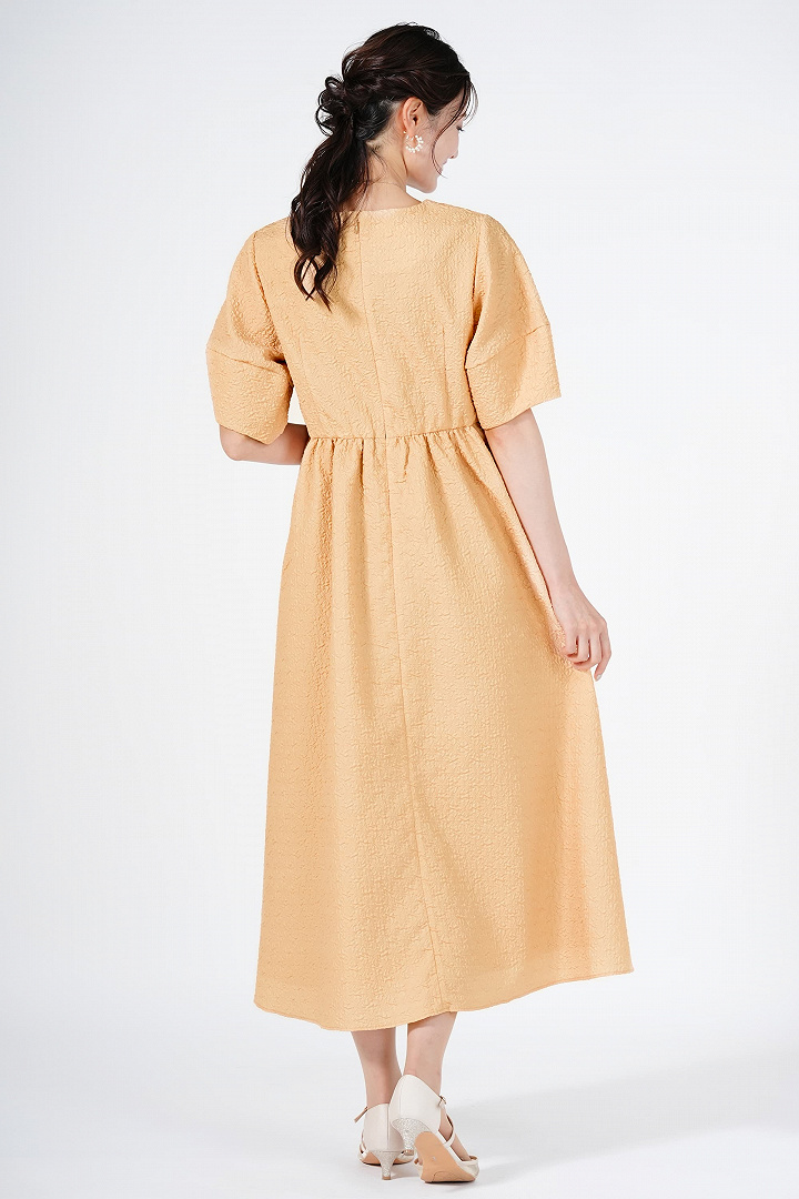 ふくれジャガードイエロードレス