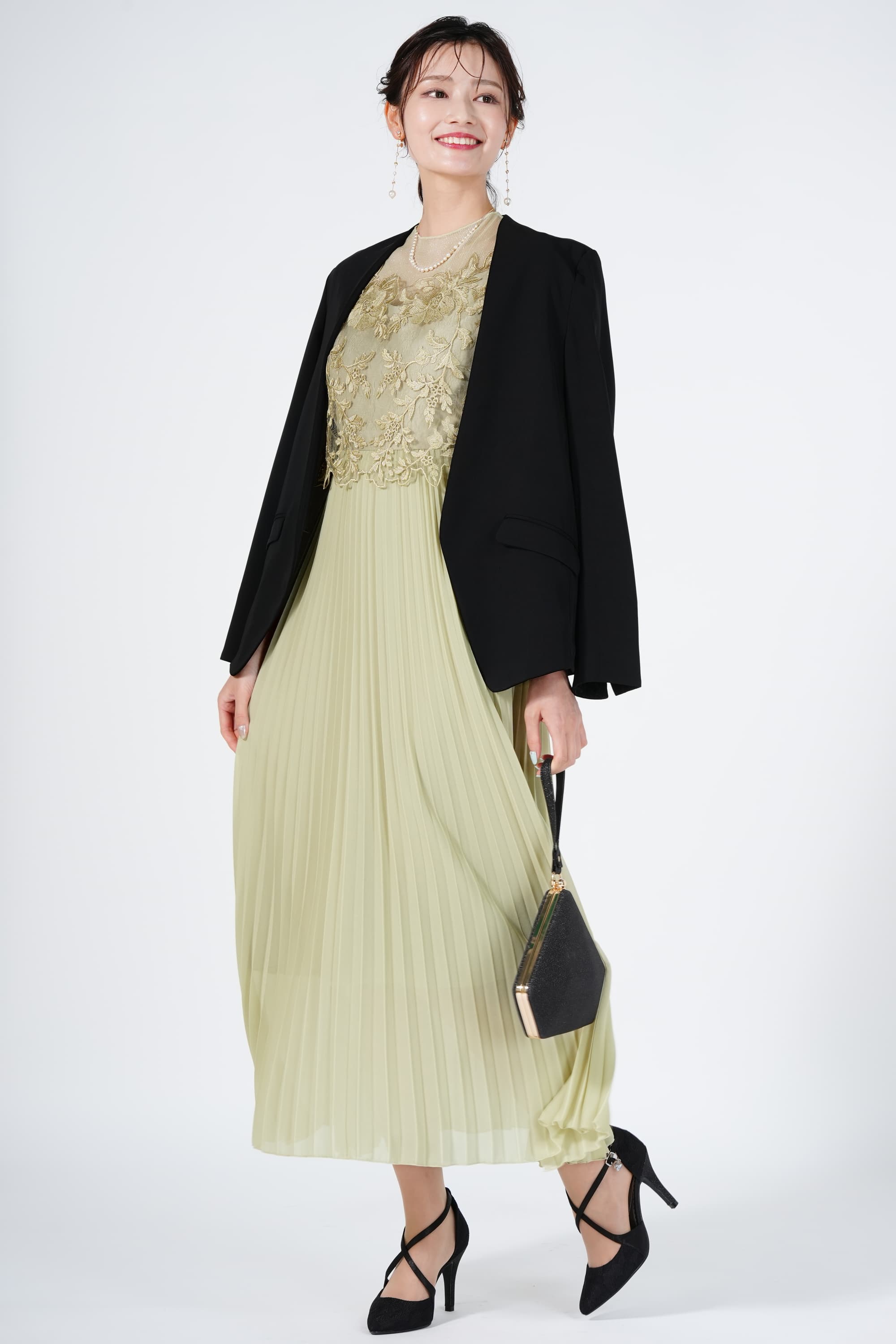 メロウレーストップスイエローグリーンドレス