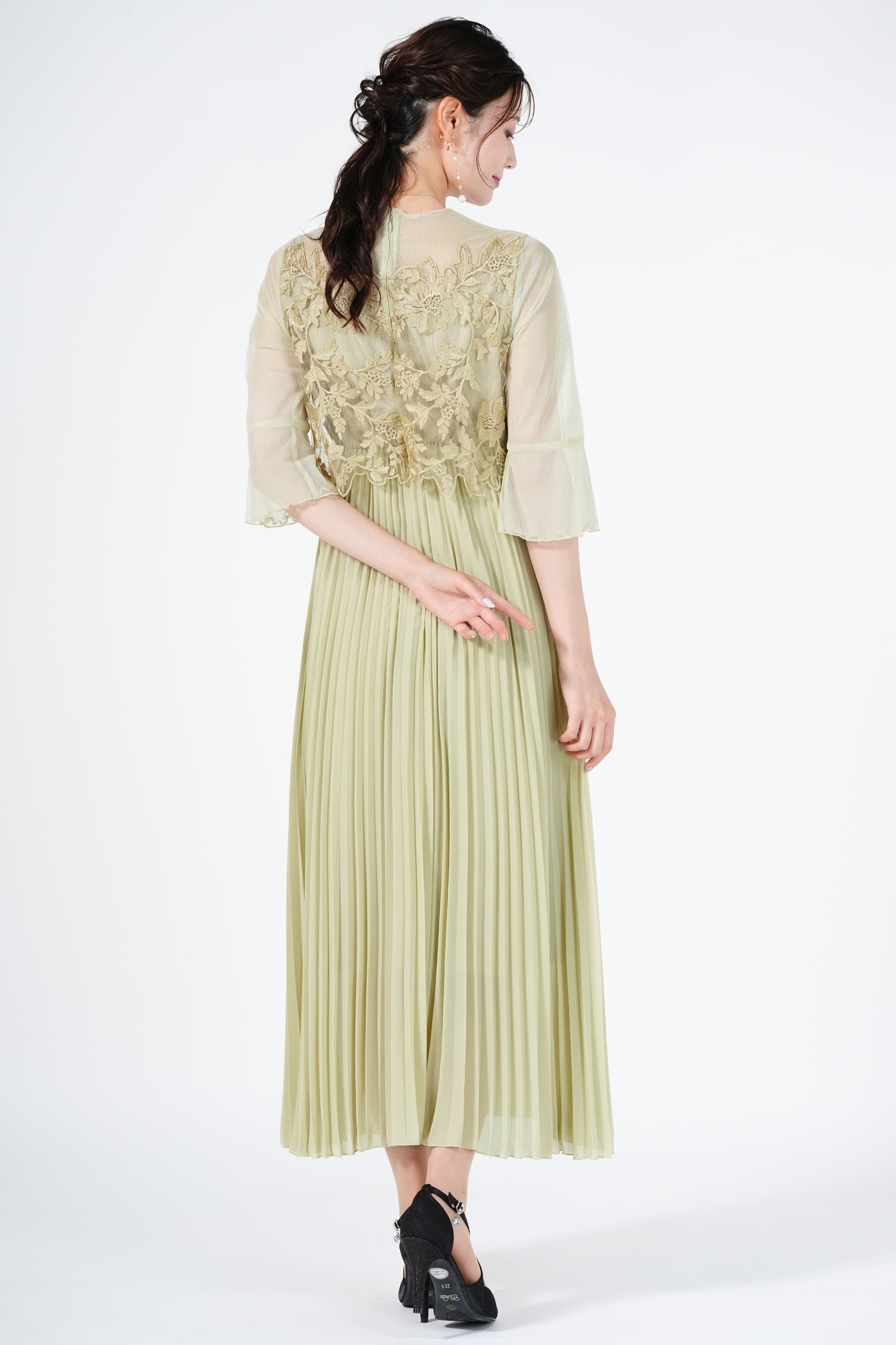 メロウレーストップスイエローグリーンドレス