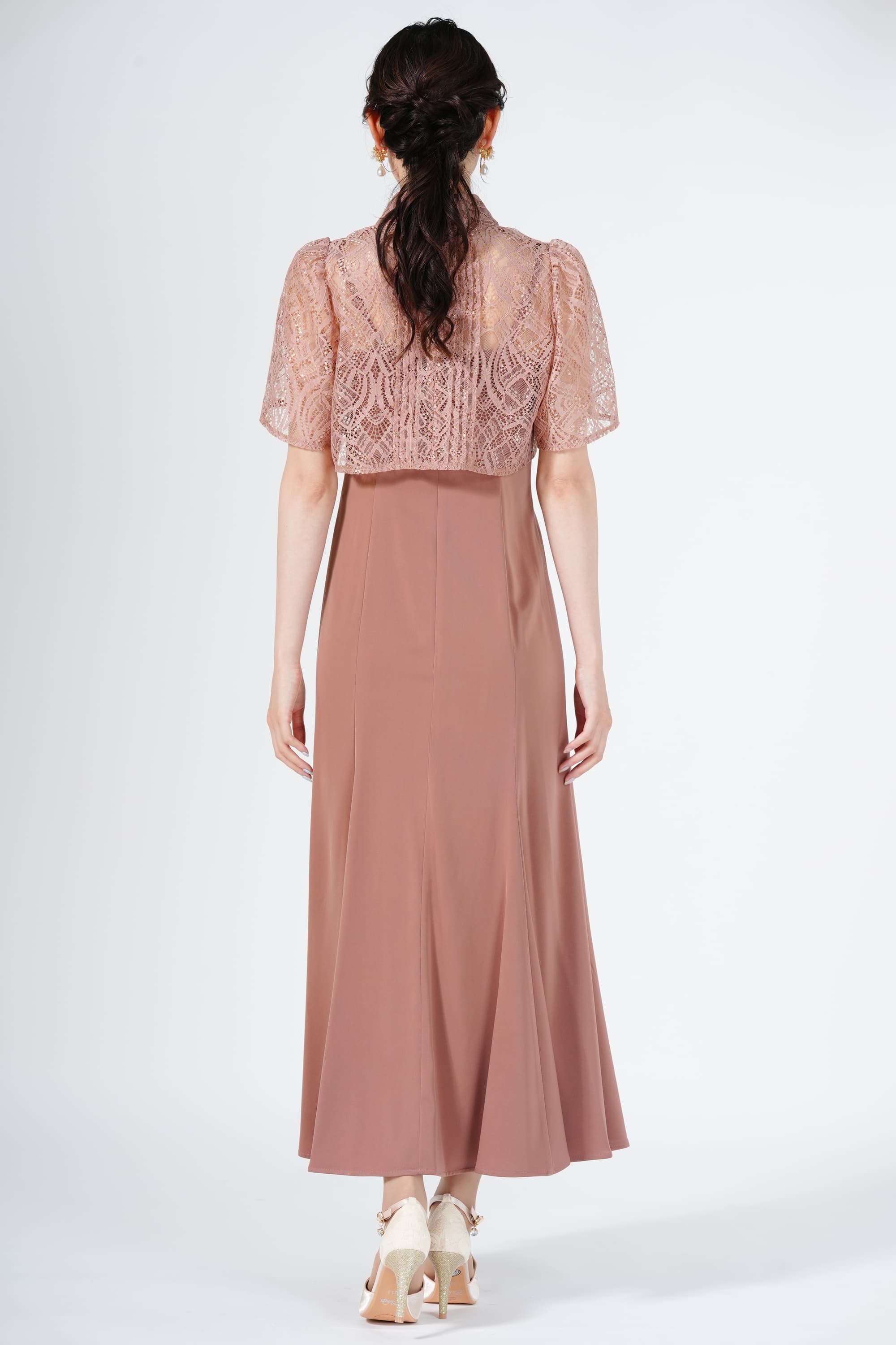 オーバーボレロ&スモーキーピンクドレス