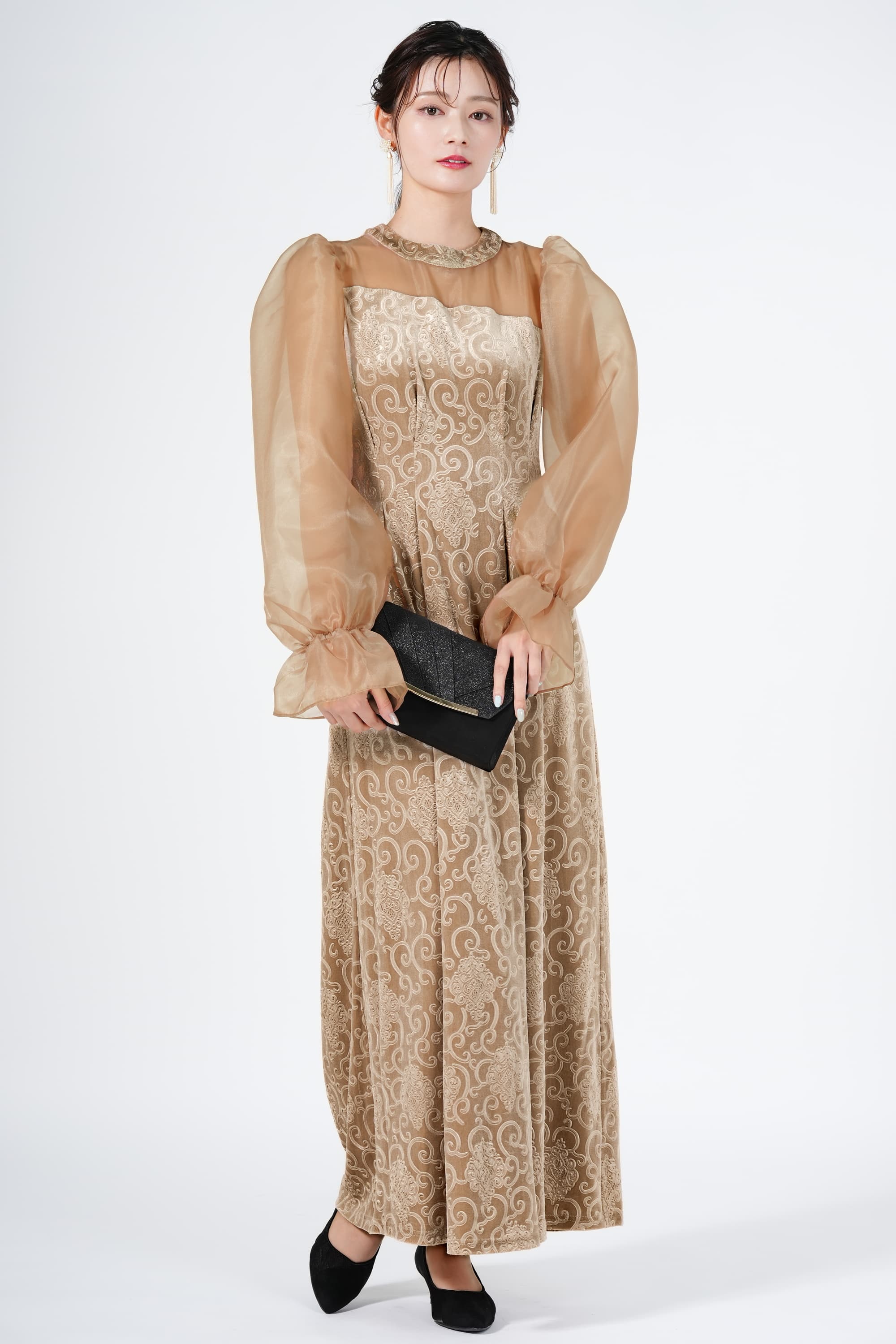 ラメ×スウェードタッチブラックバッグ