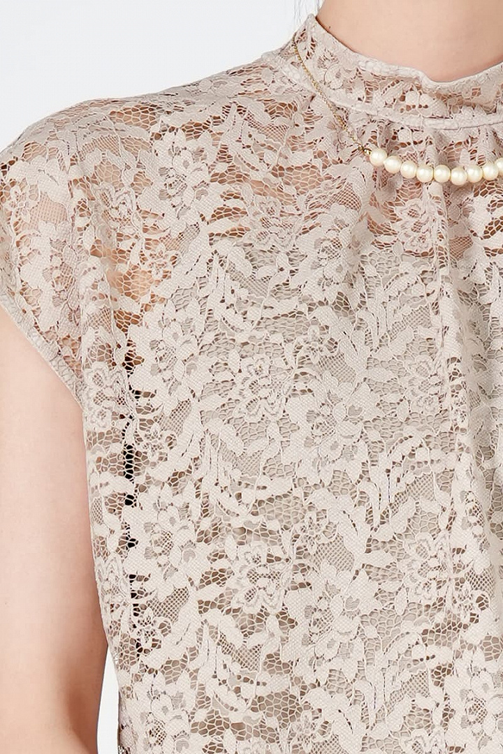 コンビネーションレースベージュドレス