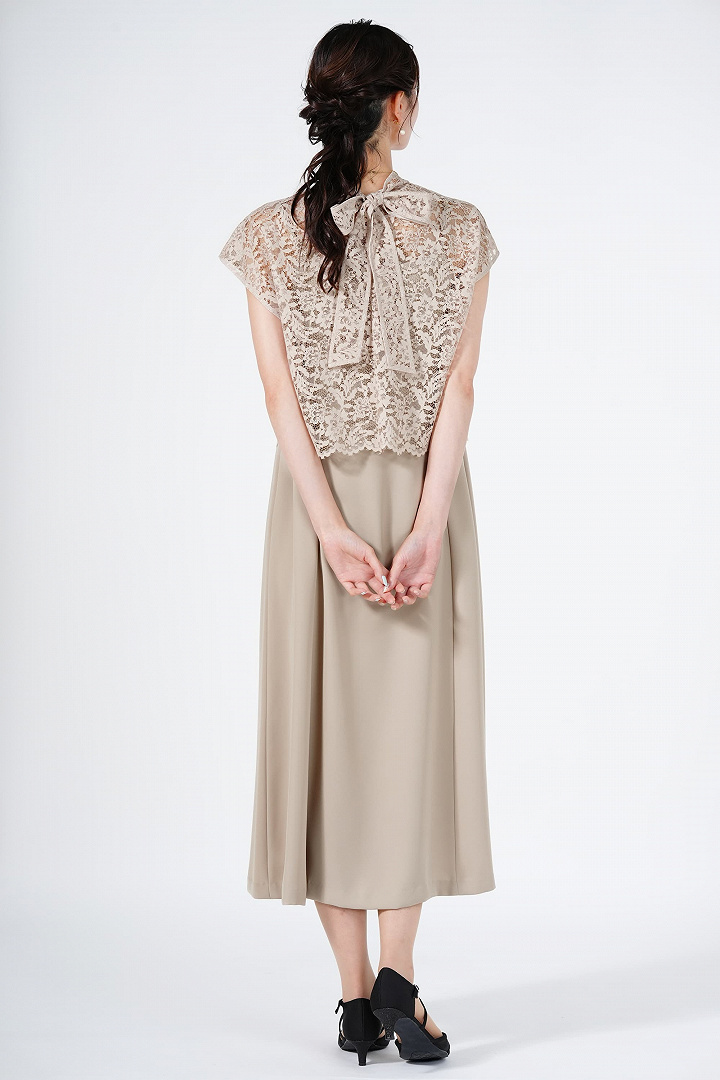 コンビネーションレースベージュドレス