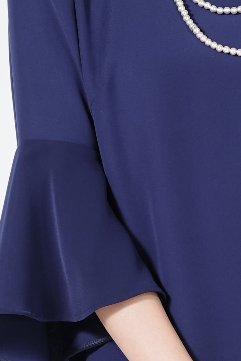 ツイルフリル袖ブルードレス