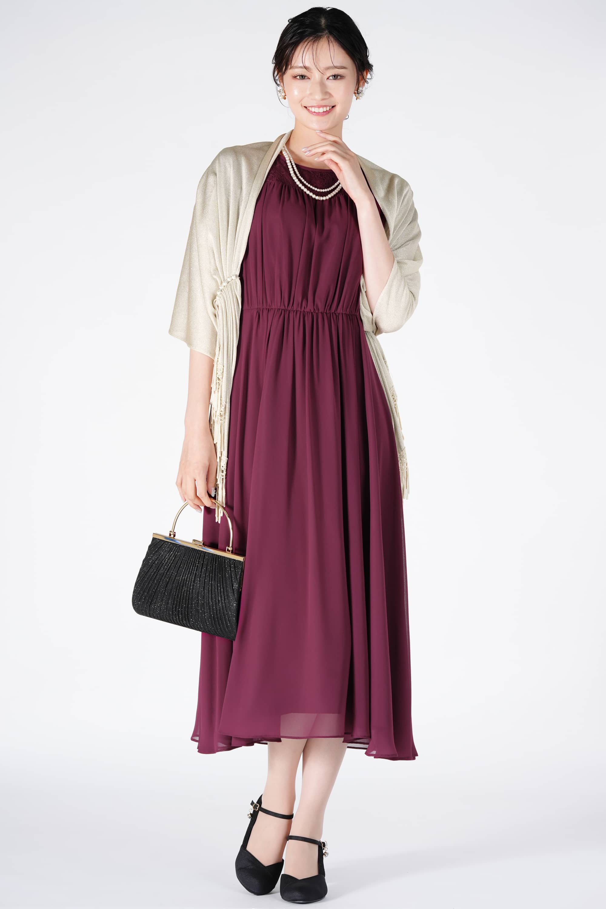 華やかシフォンボルドードレス