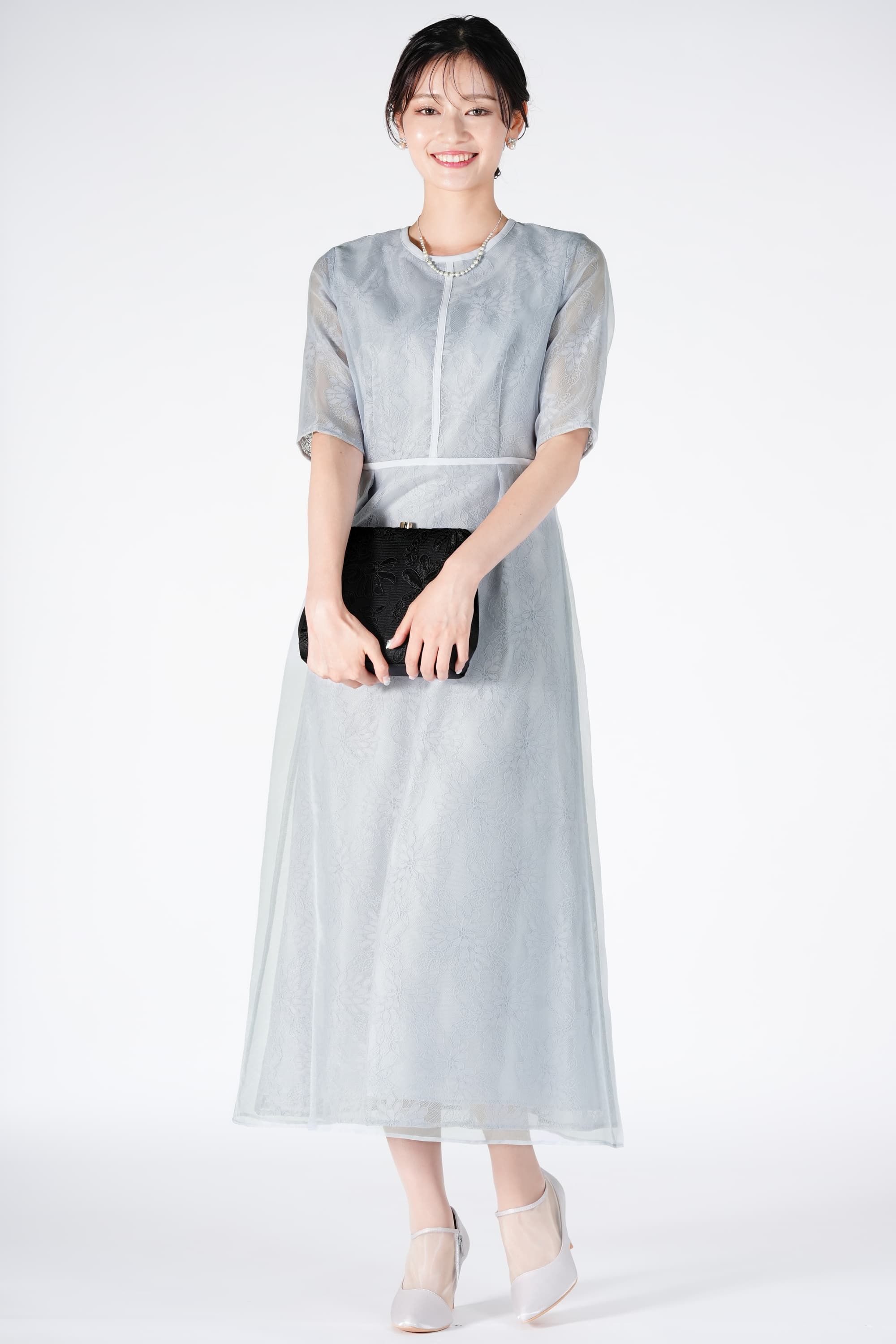 URBAN RESEARCH ROSSO シアーレース可憐サックスブルードレス (M