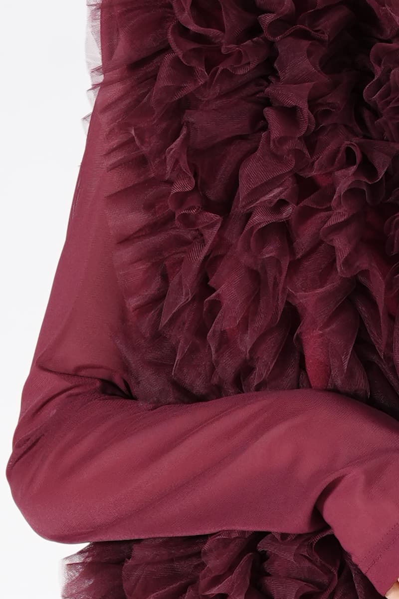 チュールベスト付きボルドードレス