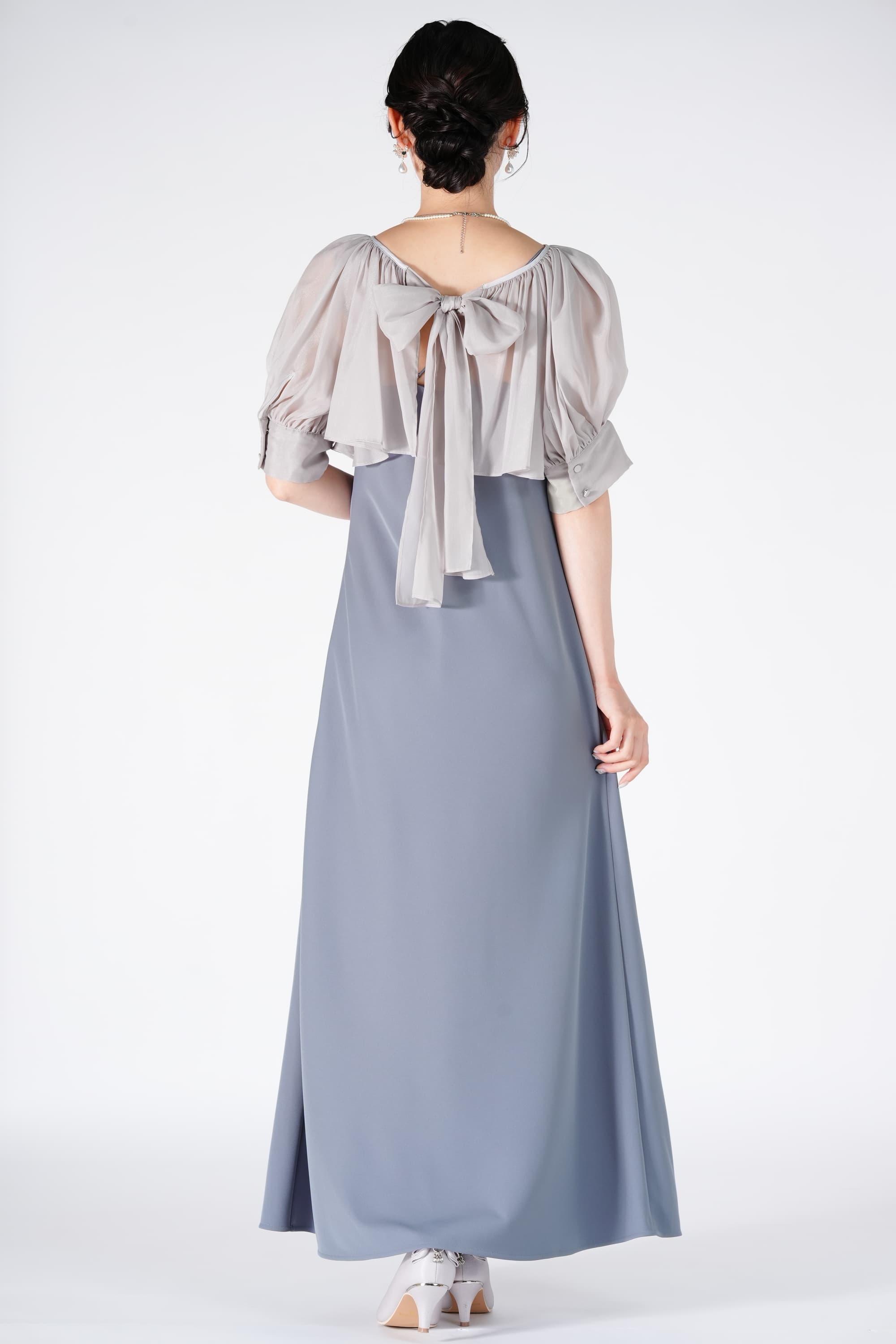 【美品】Snidel くすみブルー フリル付きマキシドレス 結婚式 パーティー 美品】Snidel くすみブルー フリル付きマキシドレス 結婚式