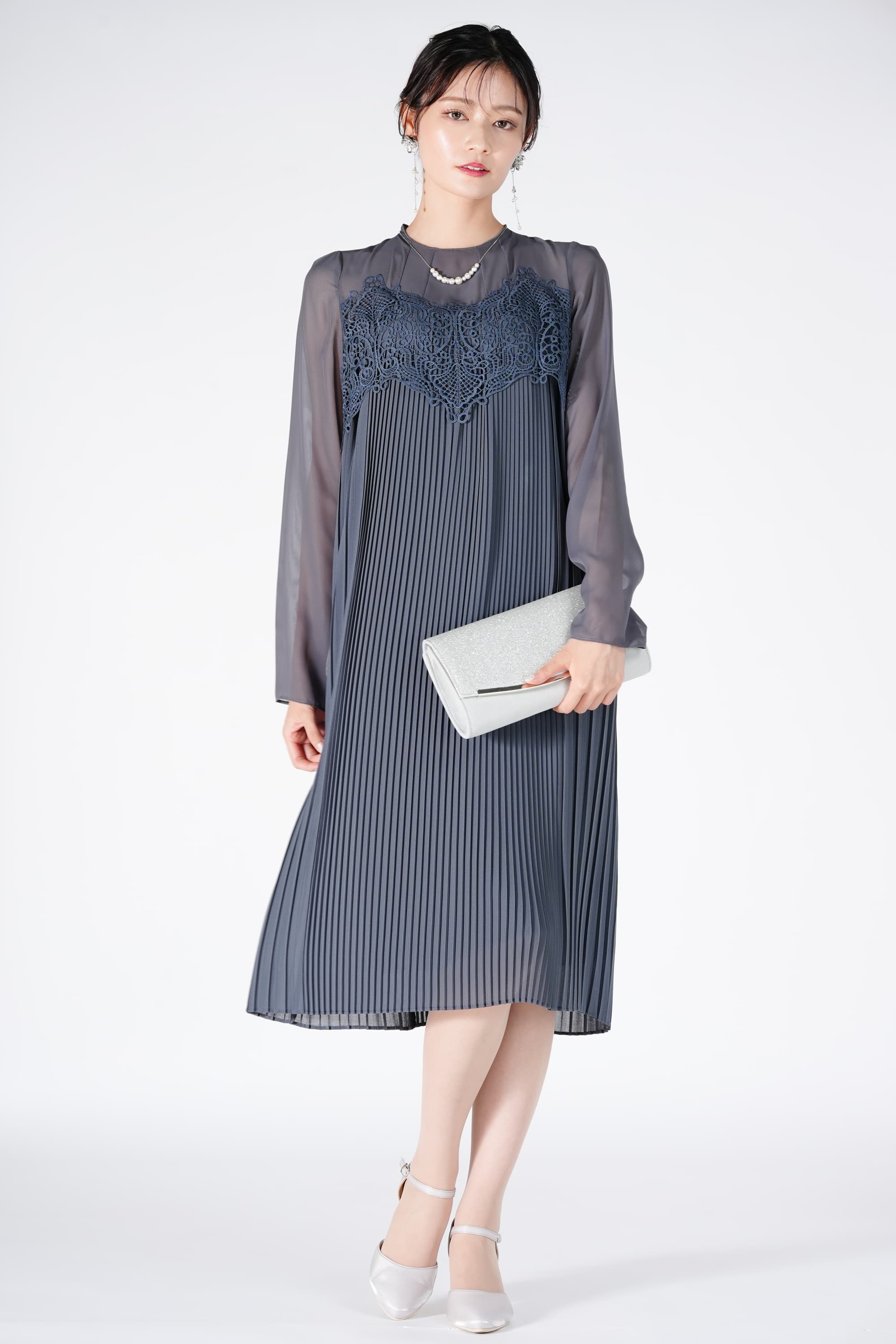 ラメスクエアシルバーバッグ