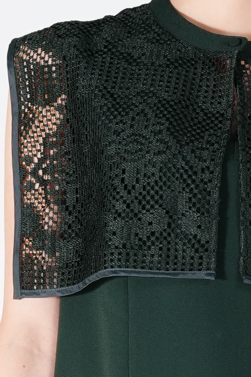 幾何学レースヨークグリーンドレス