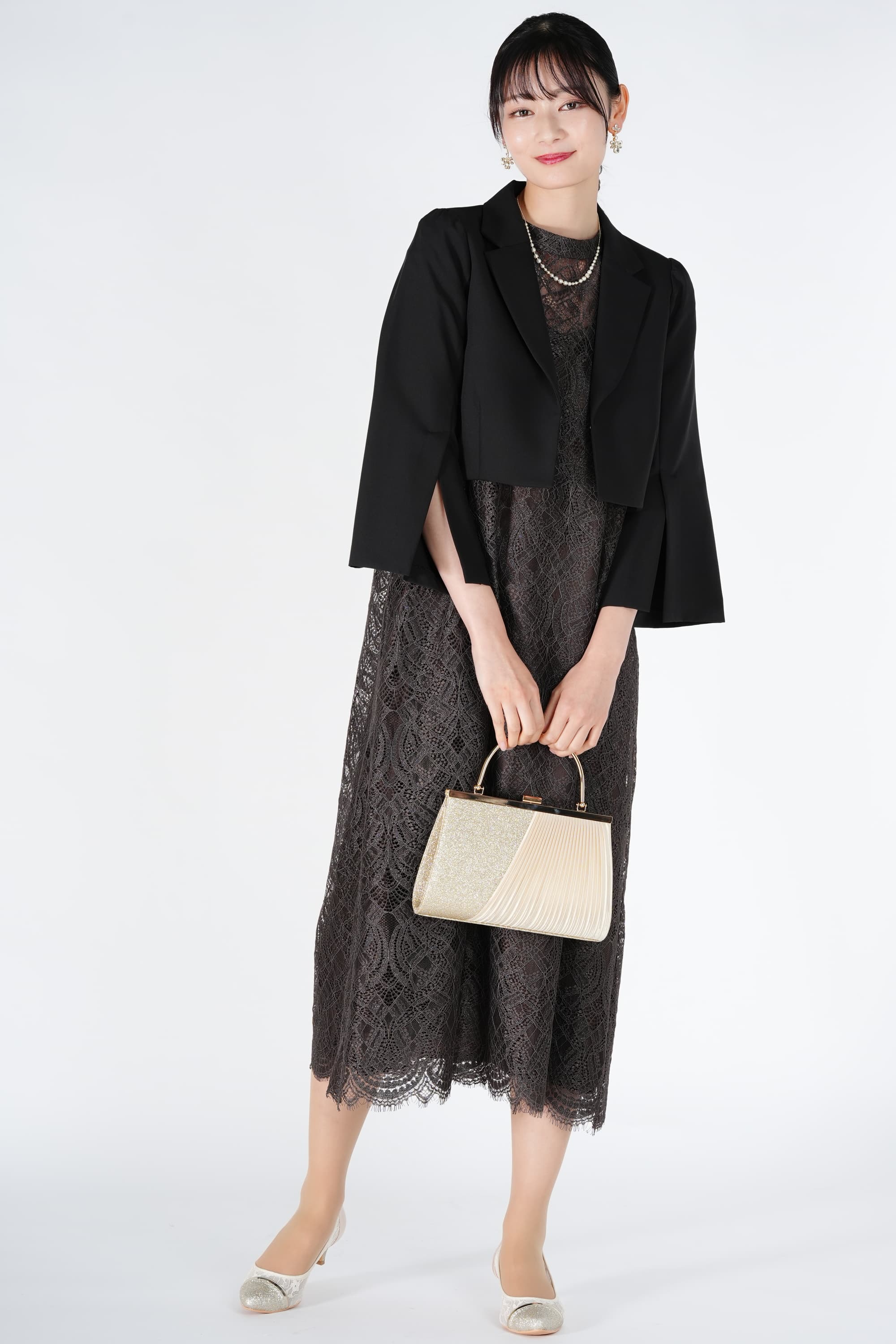 AIMER Aライン袖ギャザーレースブラウンドレス (S〜M) をレンタル