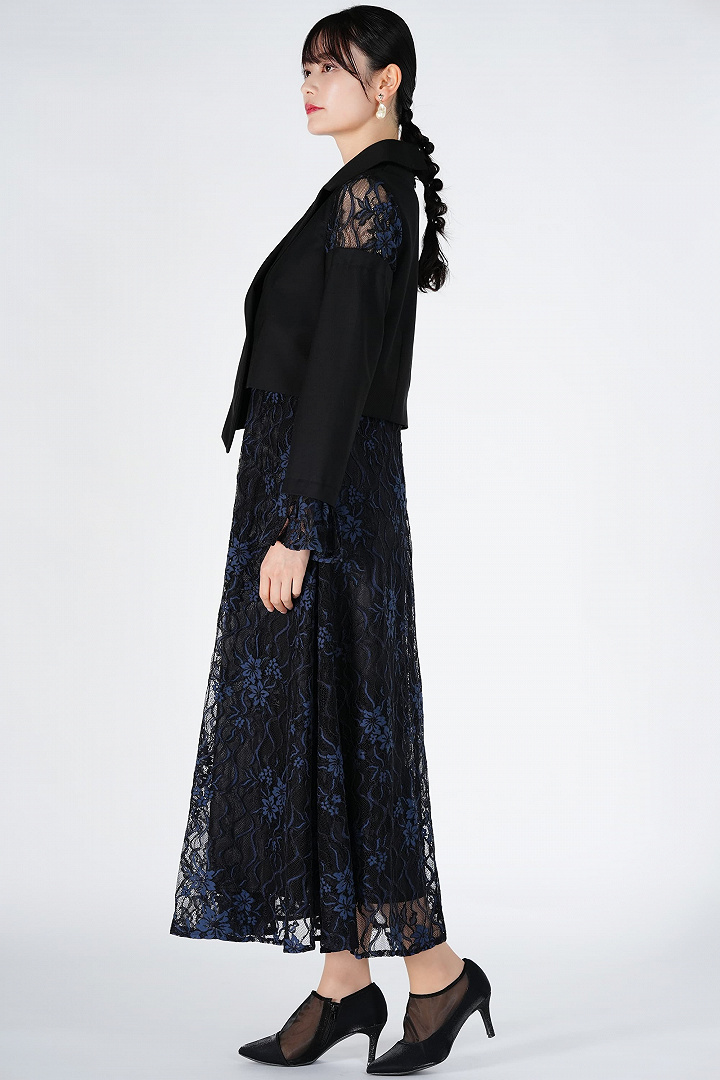 ジャケットドッキングネイビー×ブラックドレス