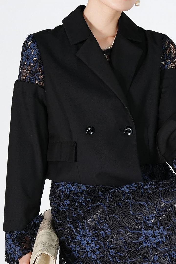 ジャケットドッキングネイビー×ブラックドレス