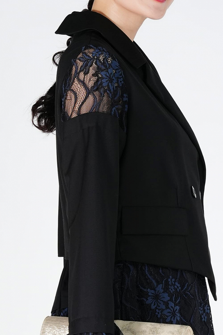 ジャケットドッキングネイビー×ブラックドレス