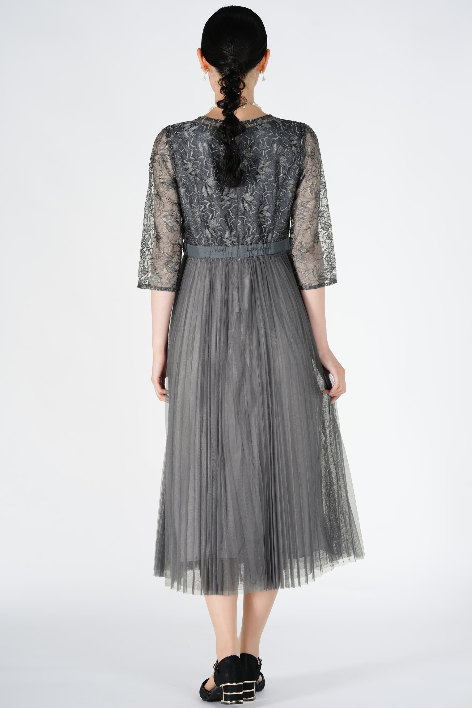 anySiS リーフ柄×プリーツブルーグリーンドレス (M) をレンタル - 結婚