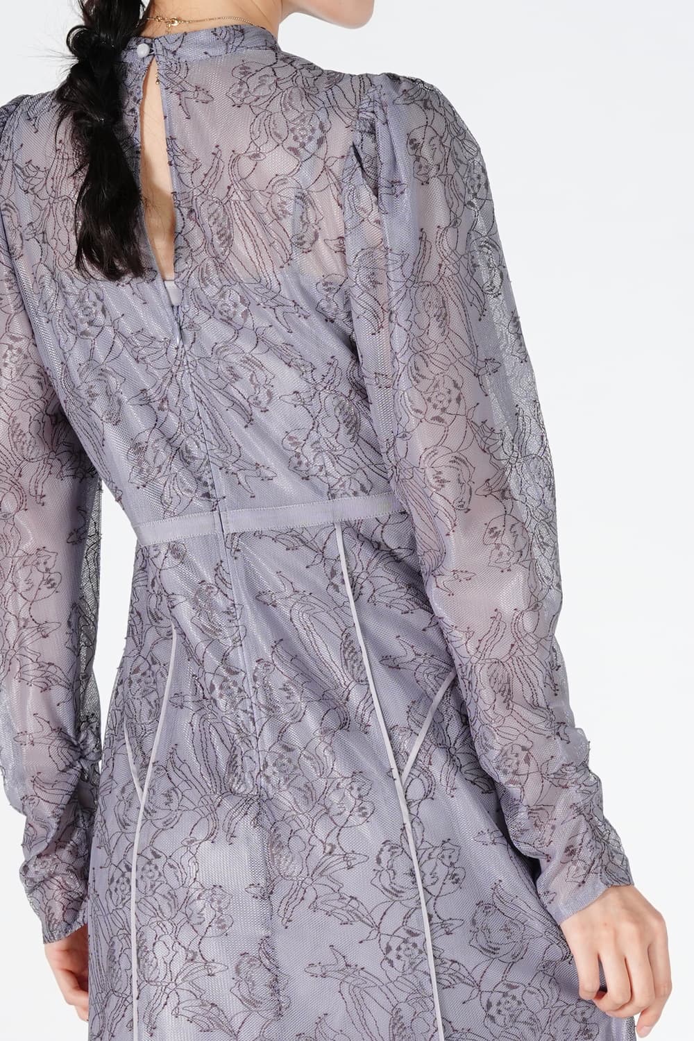 パイピング配色スモーキーブルードレス