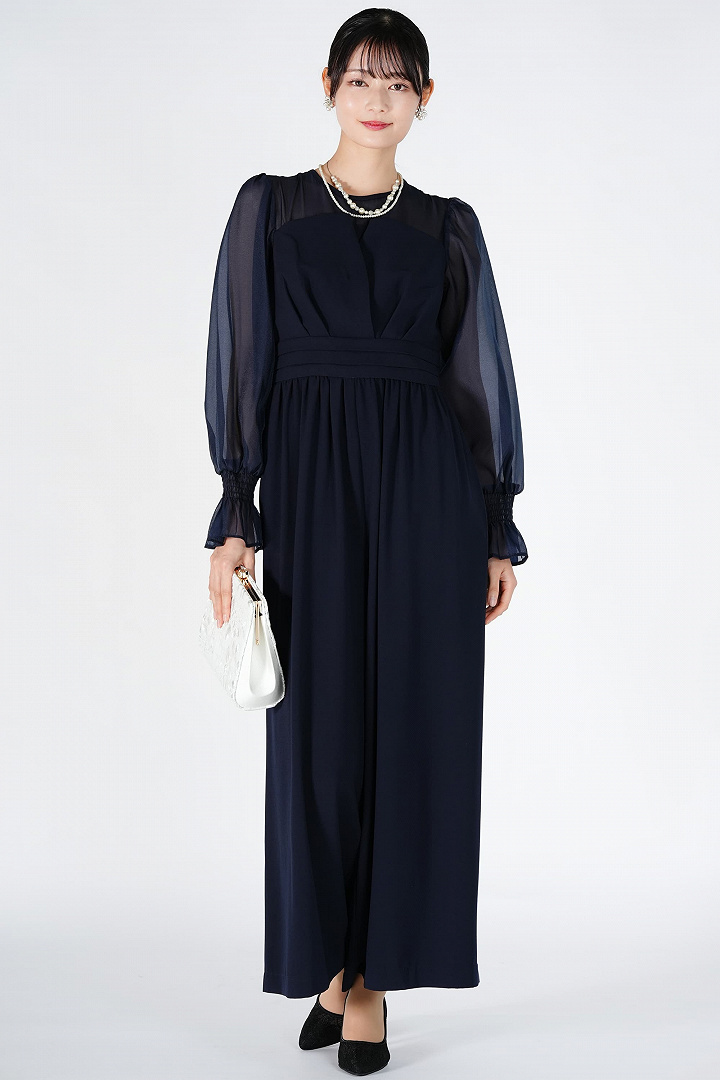 コンビネーションワイド紺パンツドレス