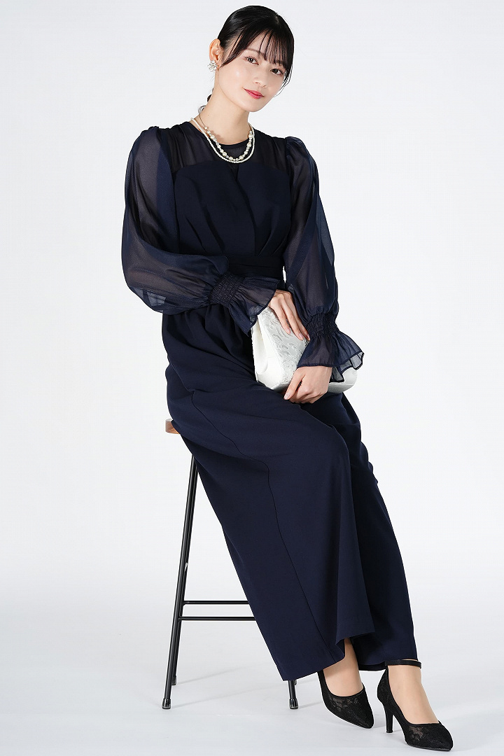 コンビネーションワイド紺パンツドレス