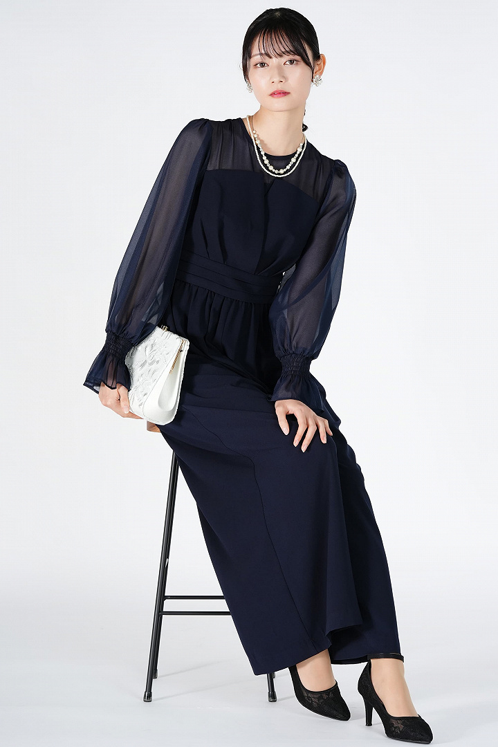 コンビネーションワイド紺パンツドレス