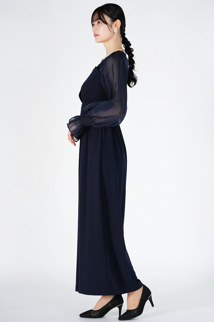 コンビネーションワイド紺パンツドレス