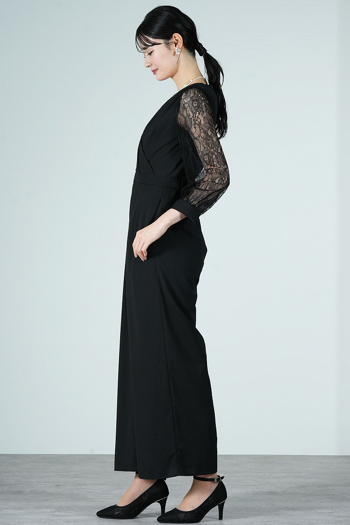カシュクールトップスブラックパンツドレス