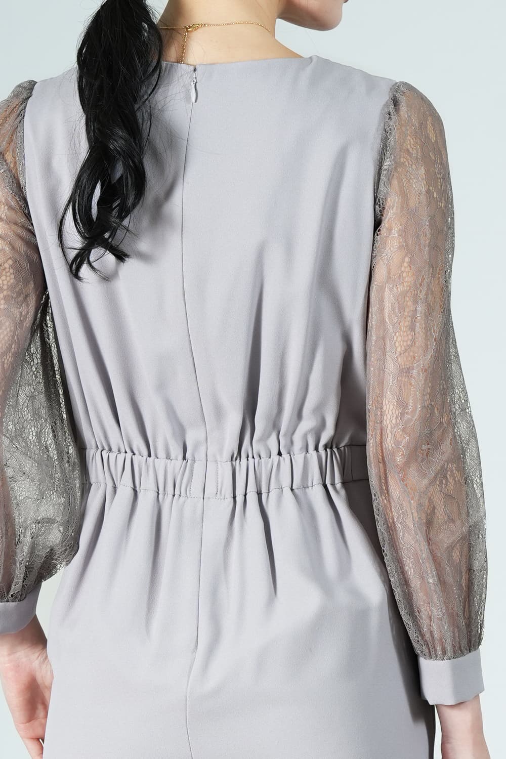 カシュクールトップスライトグレーパンツドレス