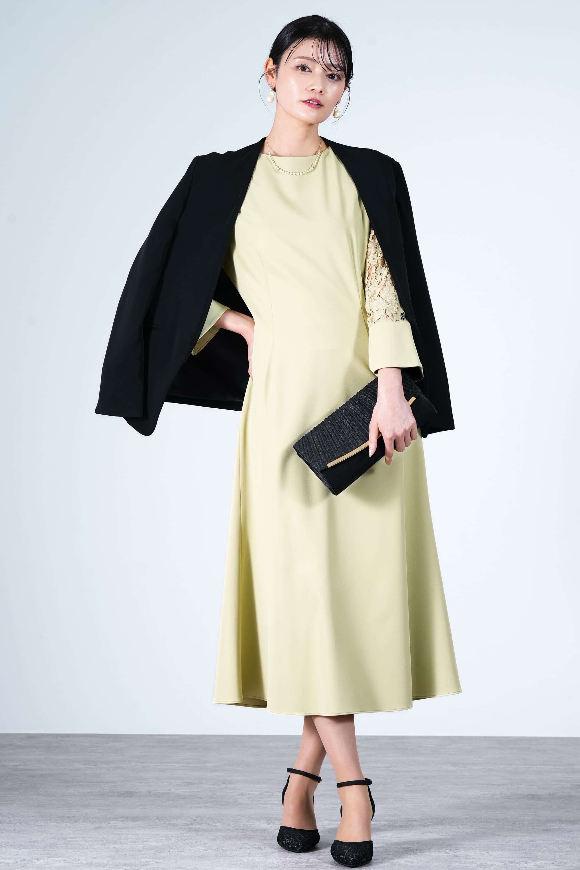 ラメプリーツブラックバッグ