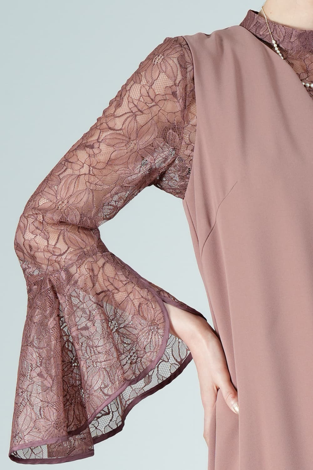 ラッセルレースブラウス付きピンクドレス