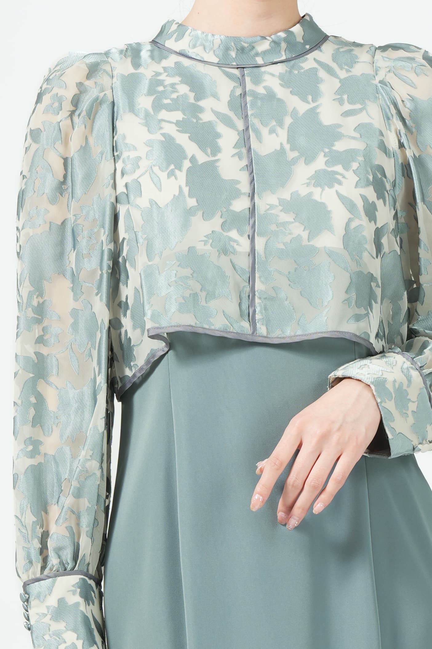 JILLSTUART シアーブラウス×ブルーグリーンドレス (S) を