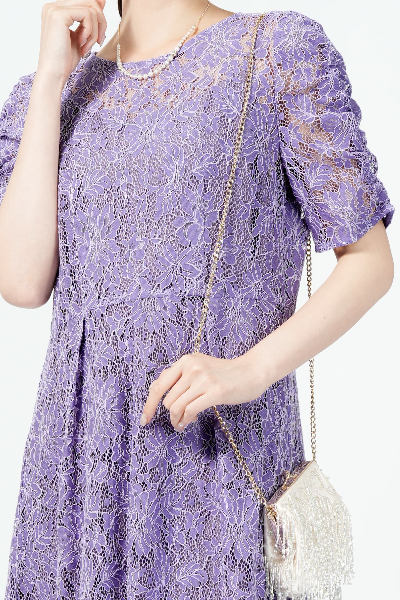 エプロンレースパープルドレス