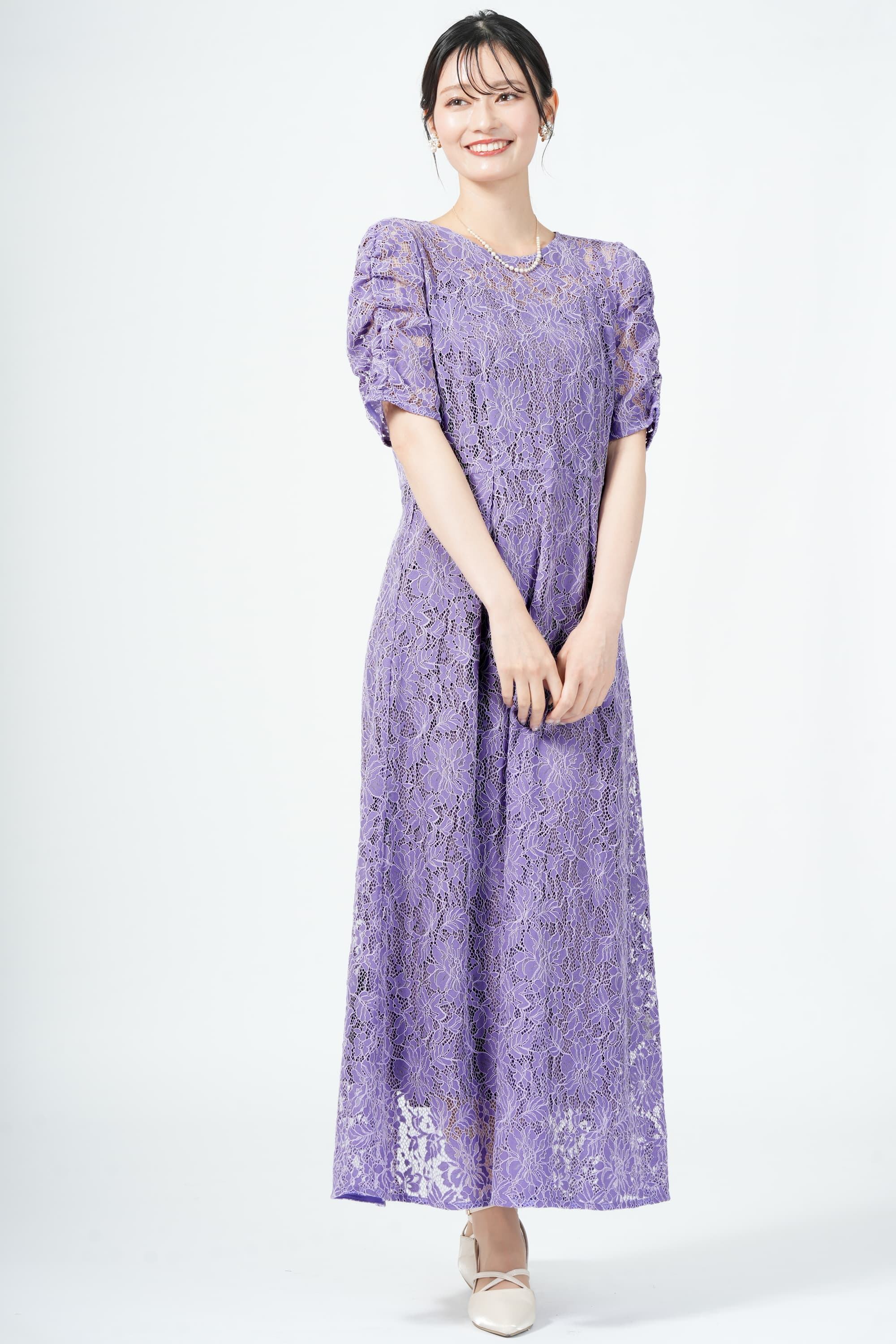 エプロンレースパープルドレス